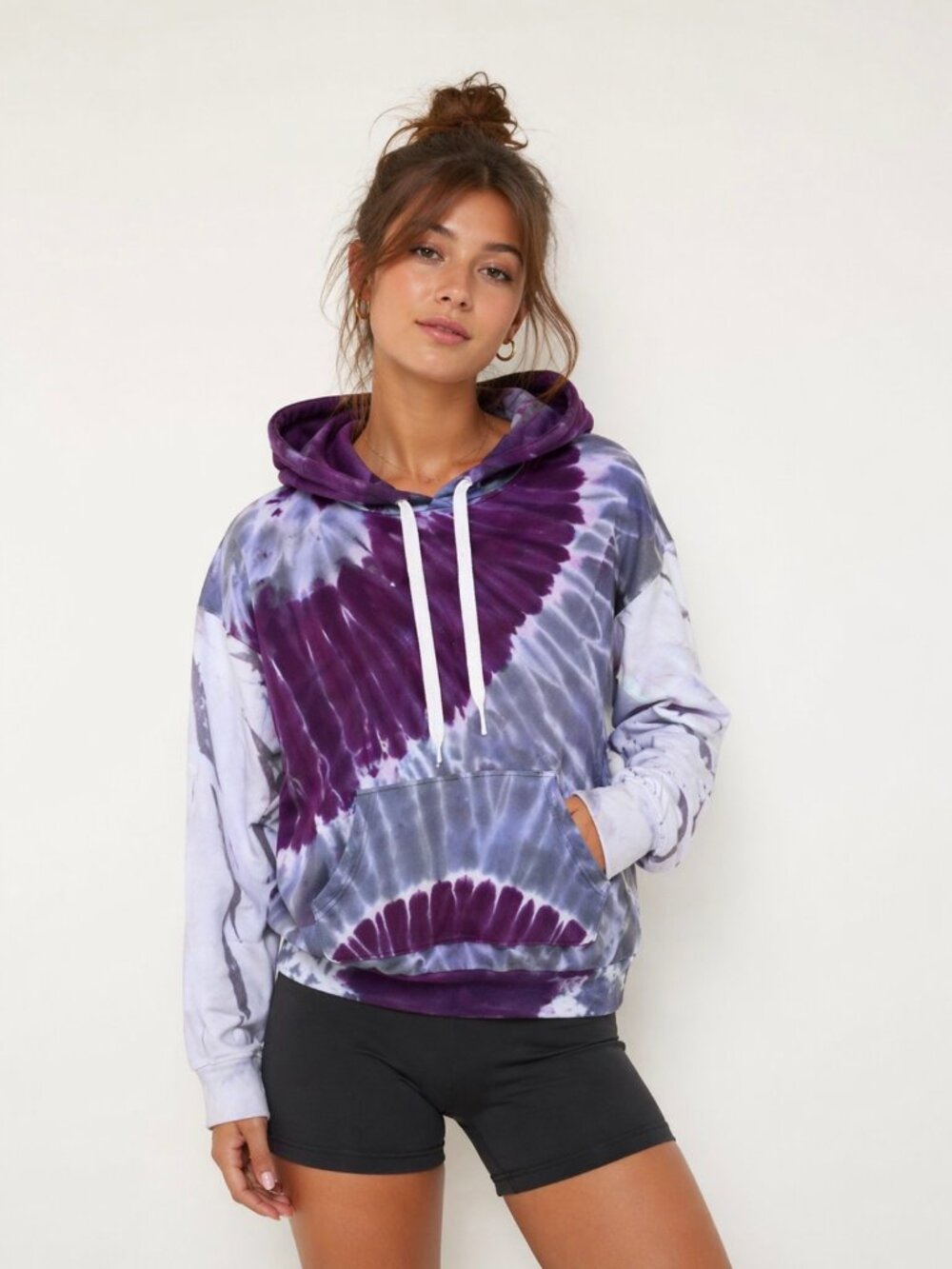 NSF LisseTie Dye Hoodie Purple Gray  Pullover USA Made Size M